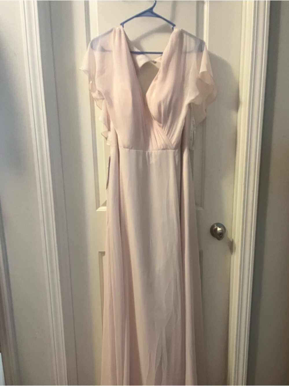 Azazie Light Blush Pink Chiffon Maxi Dress